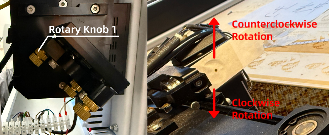 Optical Mirror 1 vertical adjustment knob for simplified method