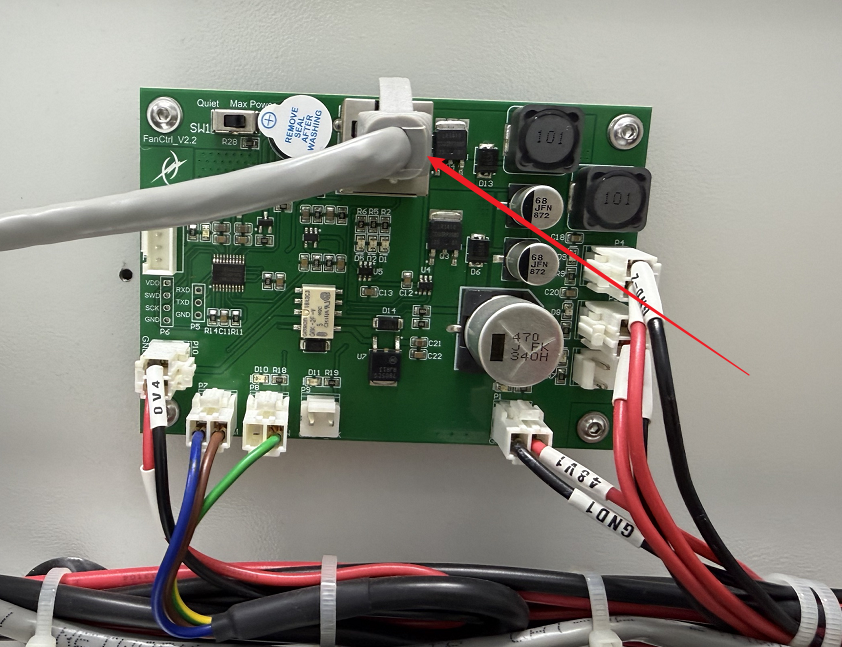 Loose grey wire connection on FanCtrl board
