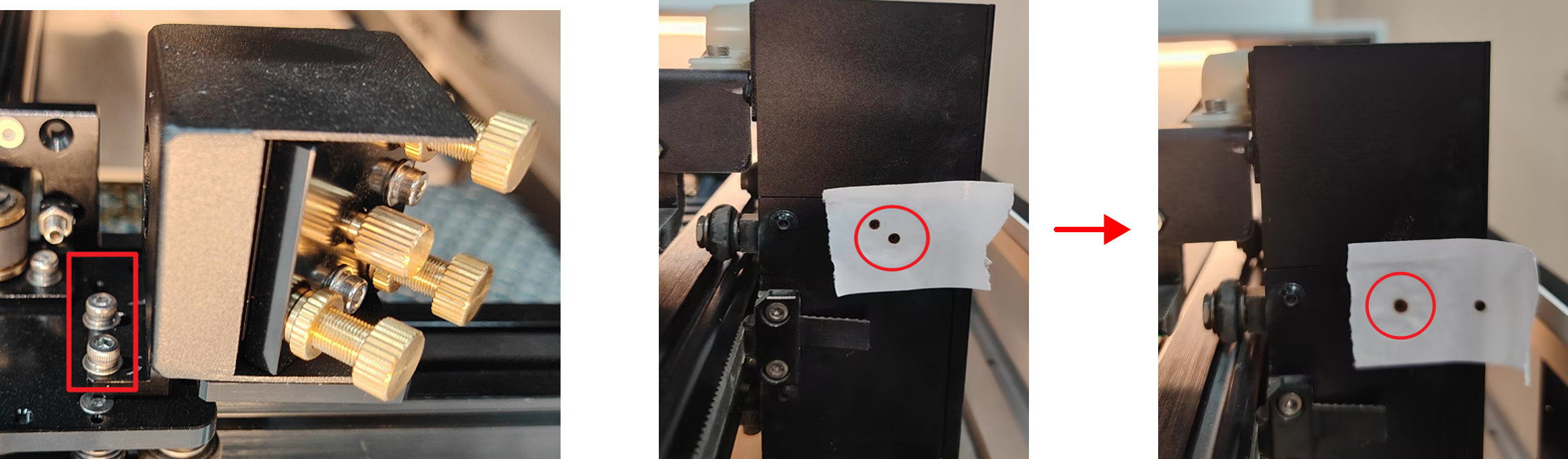 Laser spot shift directions for Mirror 2 adjustment