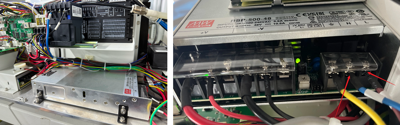 Laser machine power supply with voltage test points