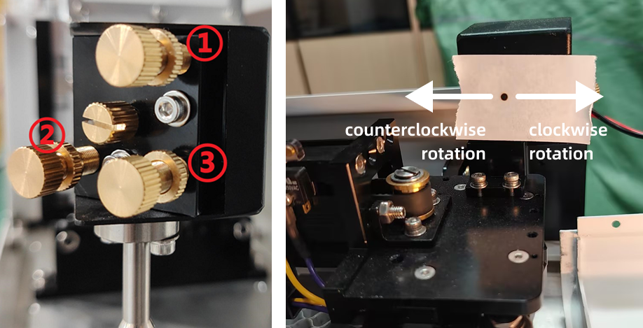 Adjusting screw 2 for horizontal beam movement