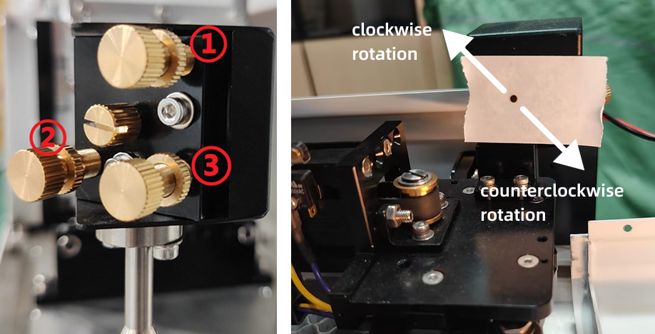 Adjusting screw 3 for diagonal beam movement