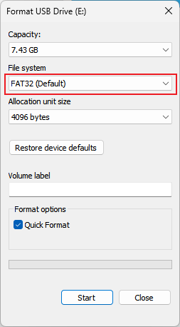 TF card format confirmation