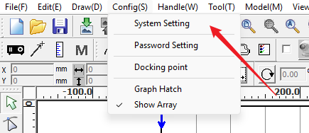 RDWorks system setting menu