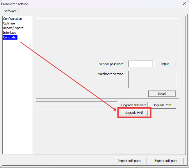 Select mainboard firmware file