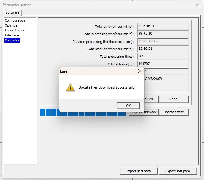 Firmware upgrade progress window