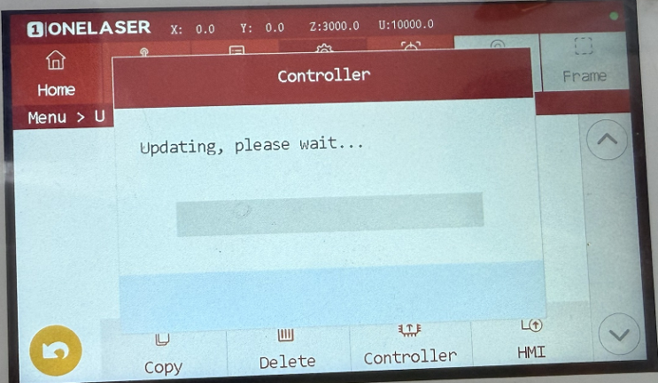 Hydra control panel displaying controller firmware upgrade progress
