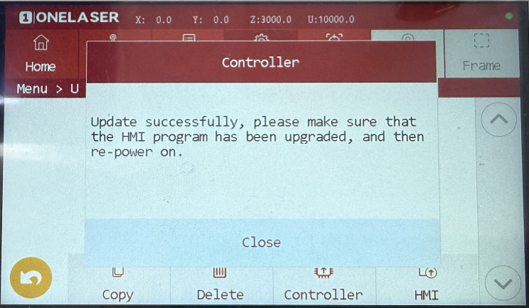 Hydra HMI firmware update option from USB drive