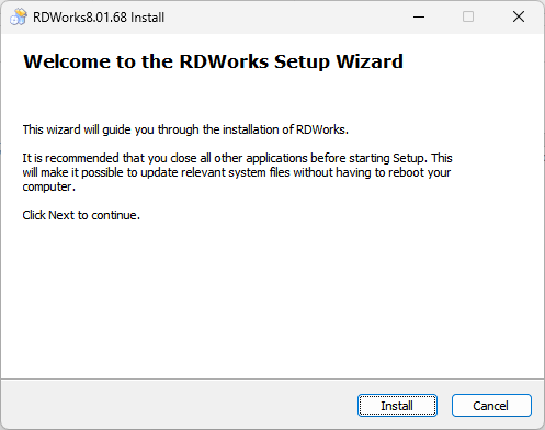RDWorks install screen