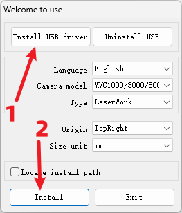 RDWorks setup wizard