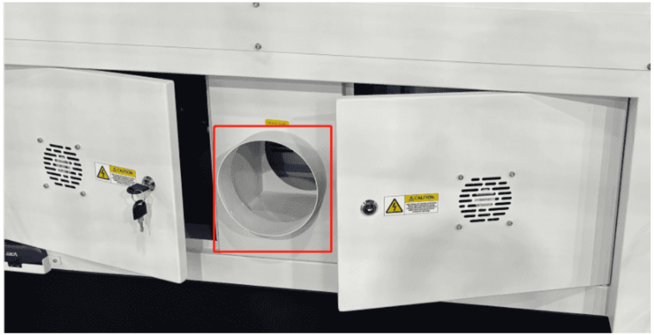 Hydra Series laser exhaust port before cleaning