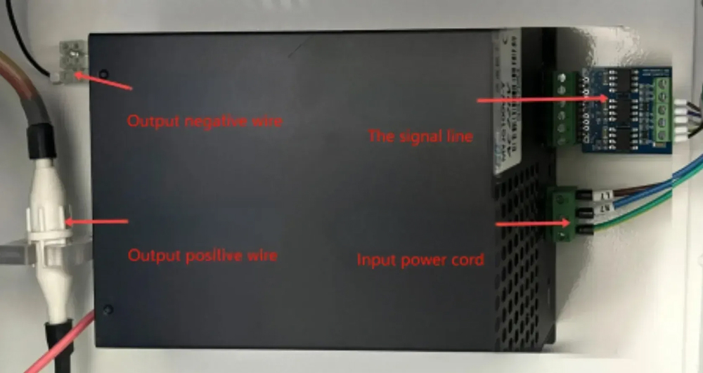 Glass tube laser power supply wiring connections