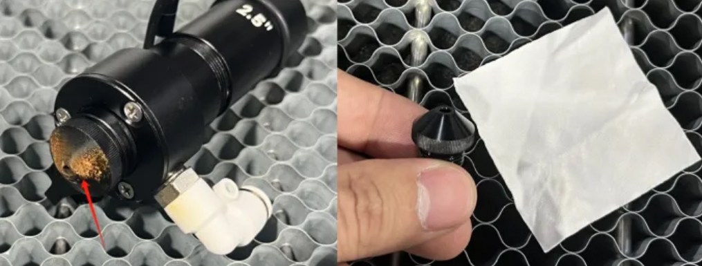 Unscrewing the air nozzle for cleaning