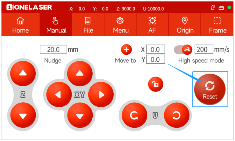 Hydra menu reset button screen