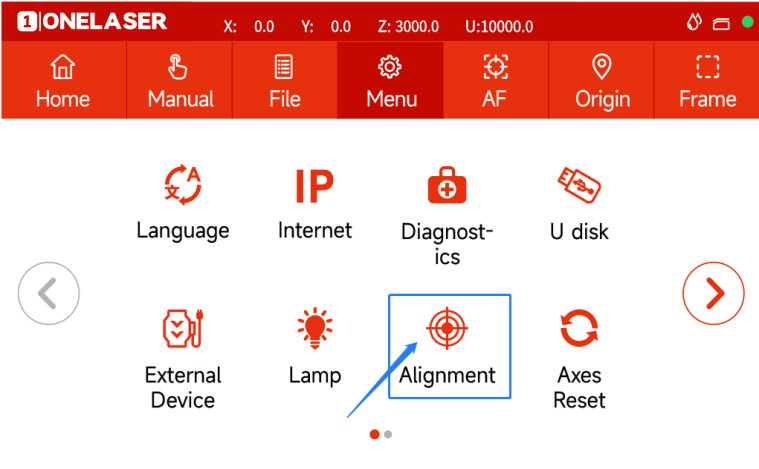 Hydra touchscreen laser 2 selected