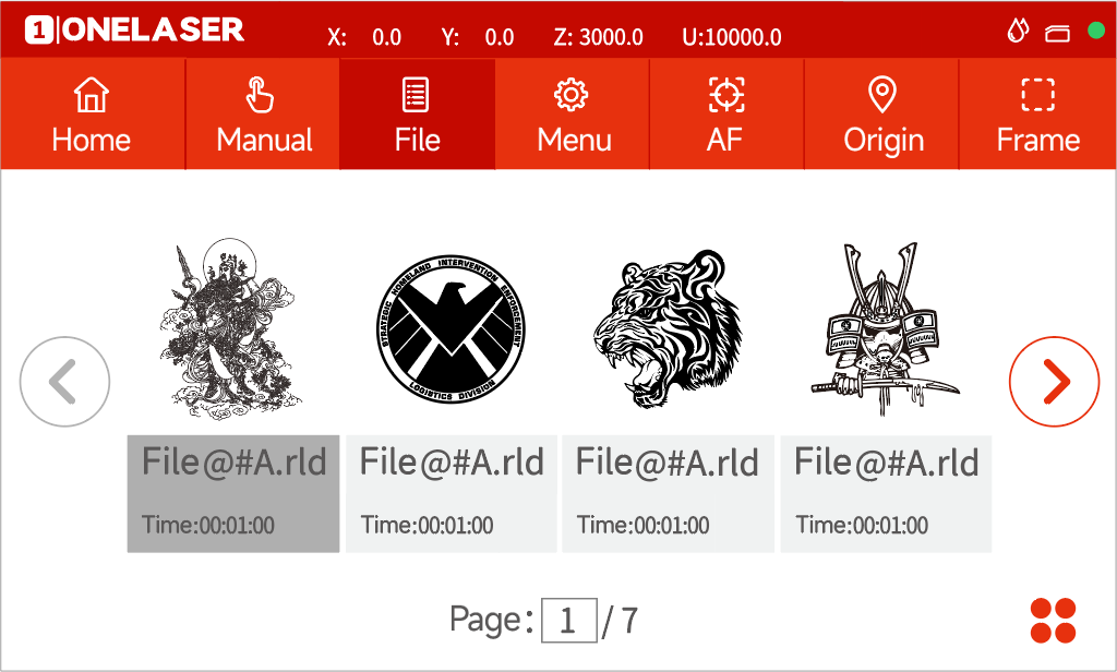 Hydra touchscreen file list page