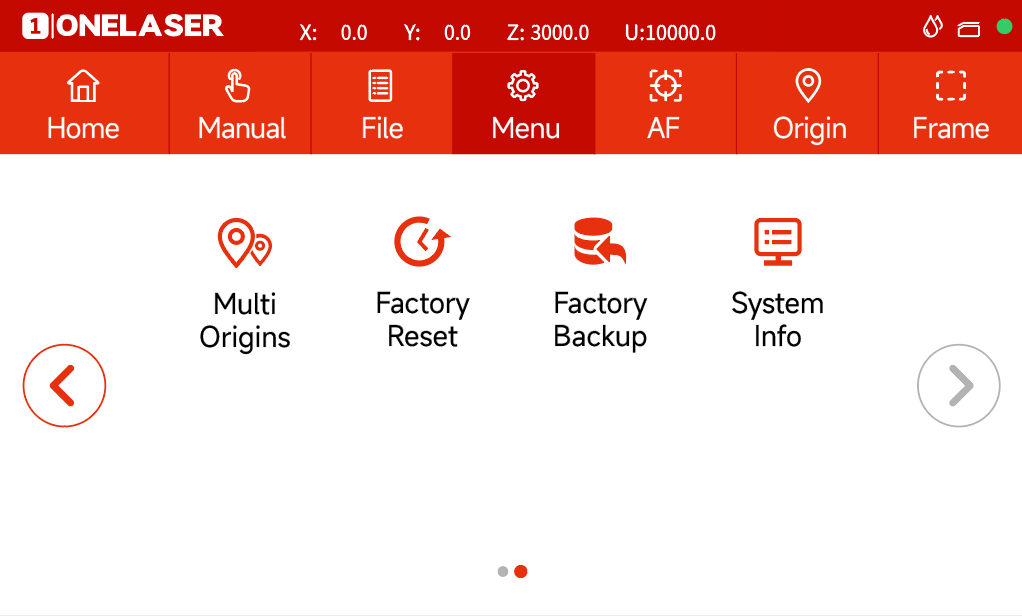 Hydra touchscreen menu page two