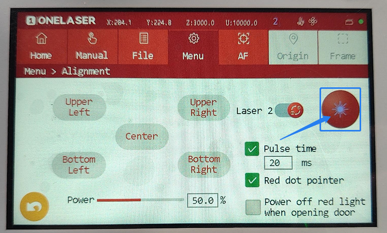 Hydra pulse button on menu
