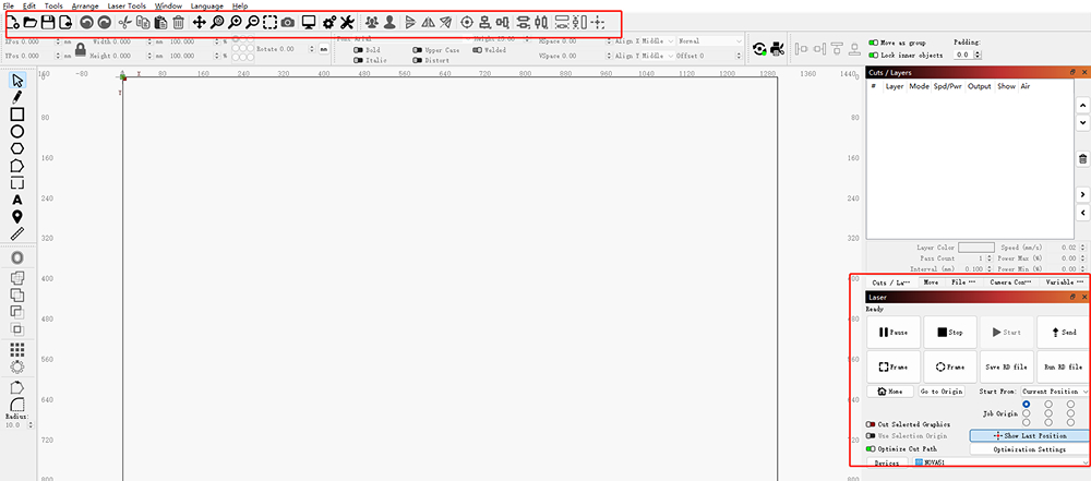 LightBurn User Interface and Features