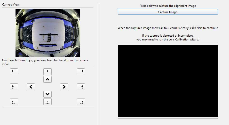 LightBurn camera calibration showing black or blank screen