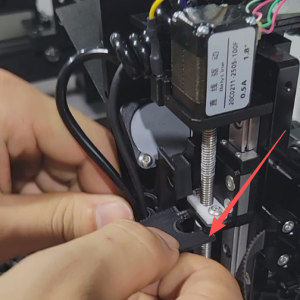 Feeding cable through dust protection kit Part B for installation