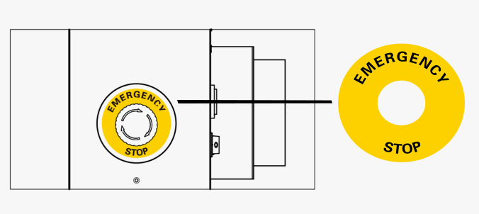 Protective equipment requirement label on laser engraving machines