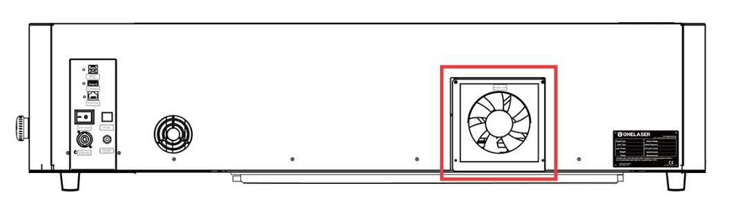 Exhaust system diagram for OneLaser machine installation requirements