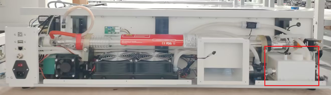 Internal location of the water chiller inside OneLaser XT model