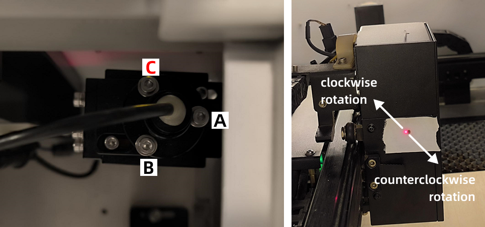 Screw C for fine red dot positioning control