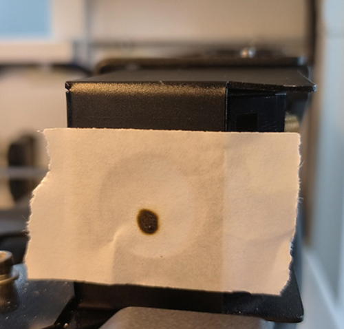 Correctly overlapped laser light spots