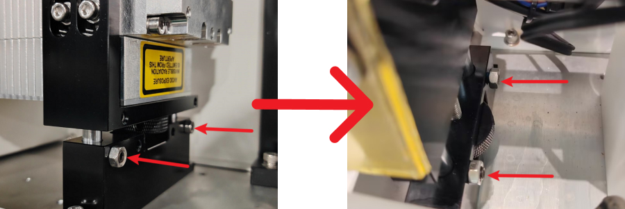 Loosening jacking bolts to adjust laser height