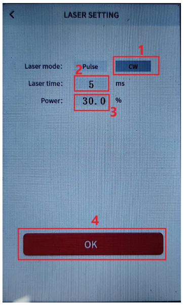 Burst mode configuration settings