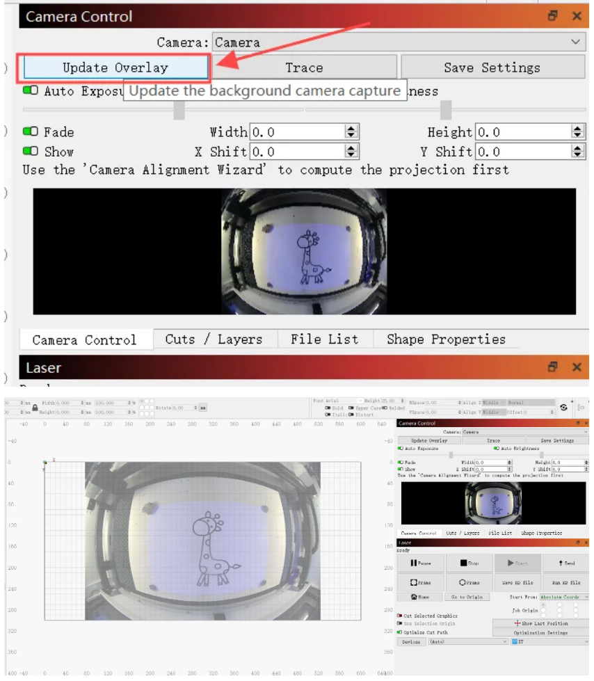 Update camera overlay on canvas