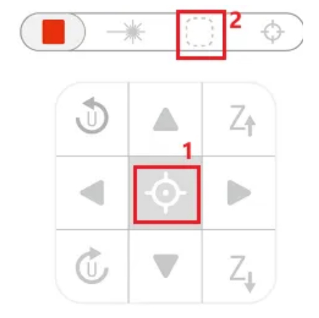 Frame laser job area using control panel
