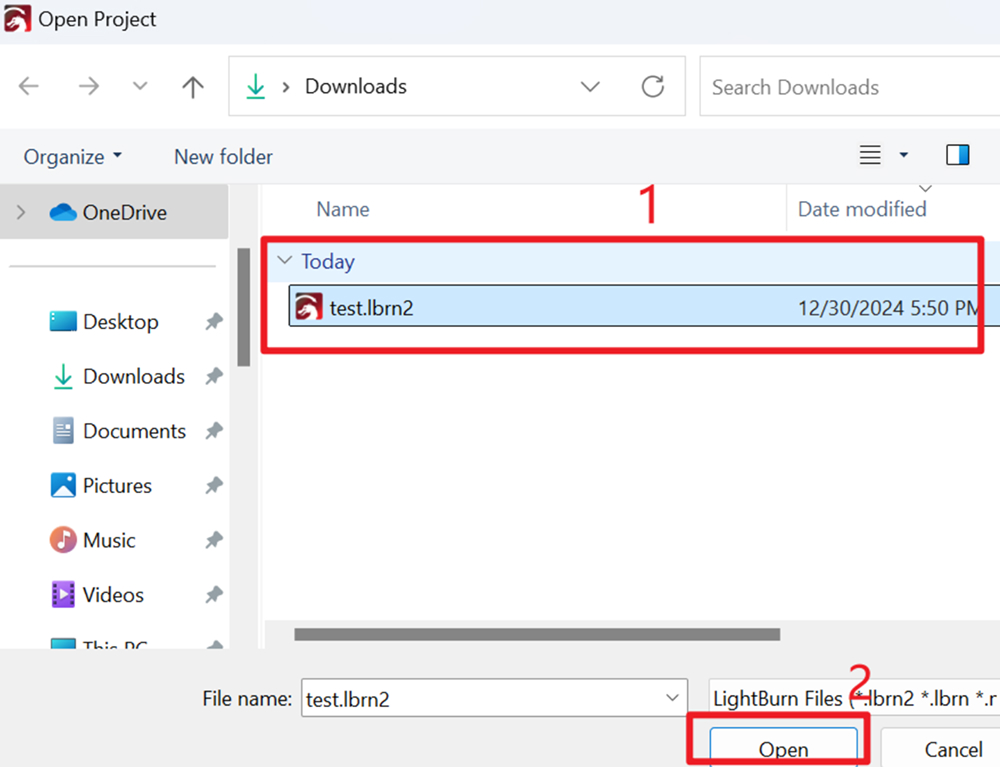 Import laser cutting files into LightBurn software
