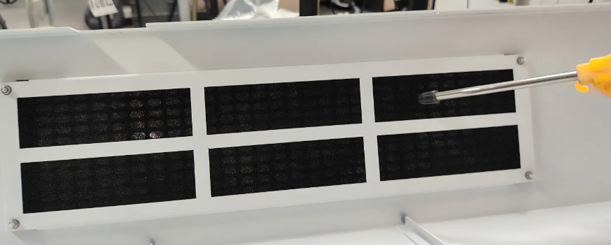 Use an air gun to clean the dust filter cotton located on the rear cover