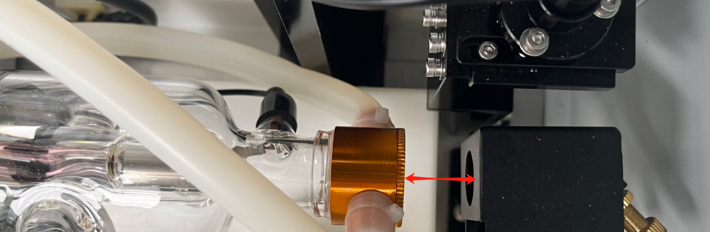Measure distance from glass tube to mirror 1