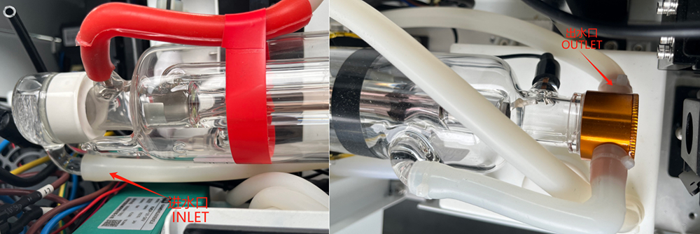 Cut zip ties and remove water inlet and outlet pipes