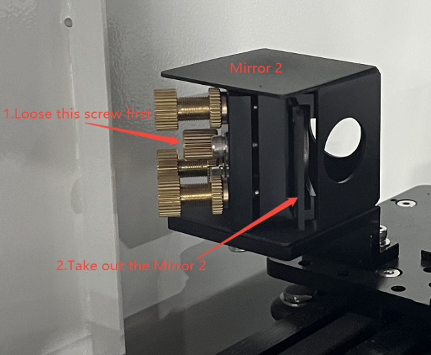 Location of mirror 2 on the X Series laser gantry