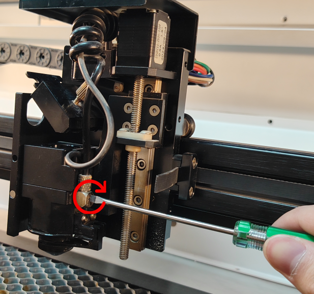 Location of the X Series air pipe adjustment screw