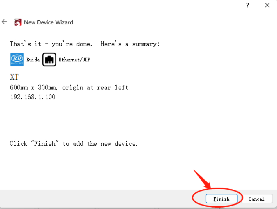 LightBurn connection completed successfully