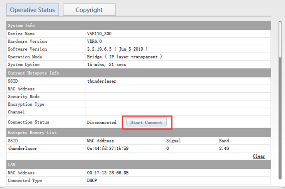 Start WiFi connection process