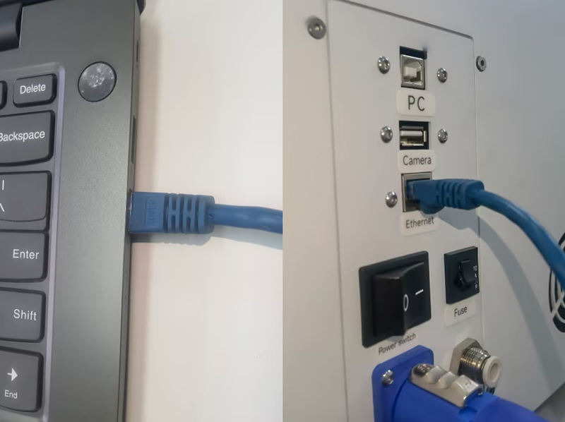 Connecting laser machine to computer using Ethernet cable