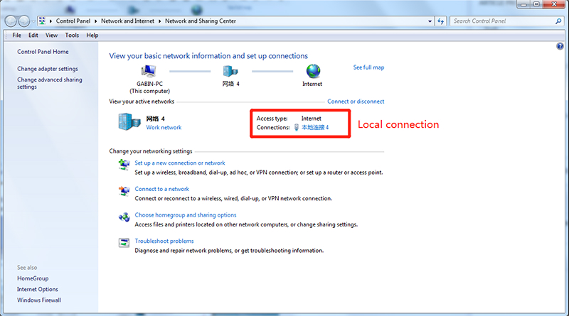Windows Control Panel network settings navigation