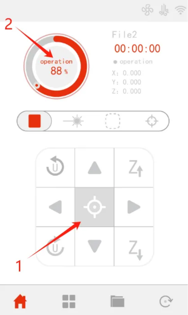 Running focal length dot test on wood board