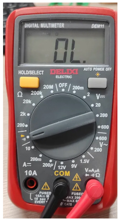 USB cable not connected multimeter reading